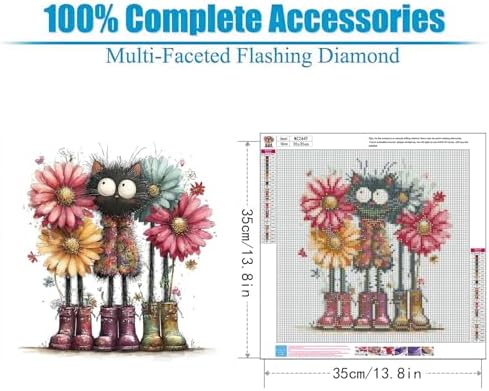 Lophomie Diamond Art Kits for Adults, 5D Cat Diamond Painting Kits 14x14 in