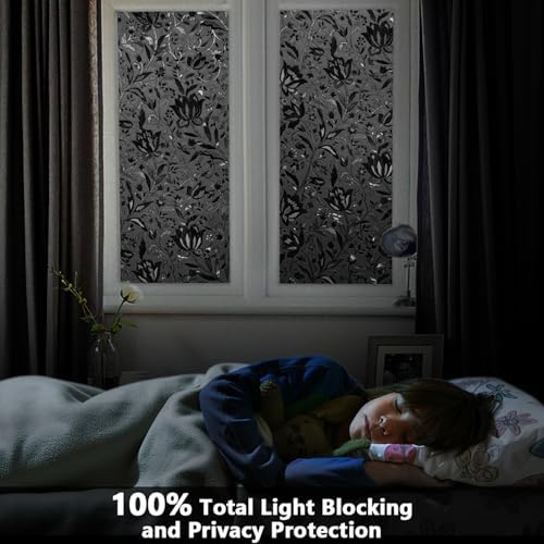 LEMON CLOUD Blackout Window Film Frosted Privacy Clings, 23.6″ x 157.4″