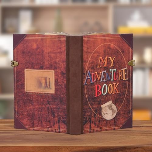 My Adventure Book Luxury Faux Leather Journal - 164 Page 8.2 * 5.9 inch Scrapbook, Vintage 3D Embossed Photo Album & Travel Diary | Anniversary Wedding Valentine Gift Set for Couples