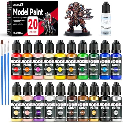 20 Colors Model Paint Set, Model Acrylic Paint Set for Brush & Airbrush Use