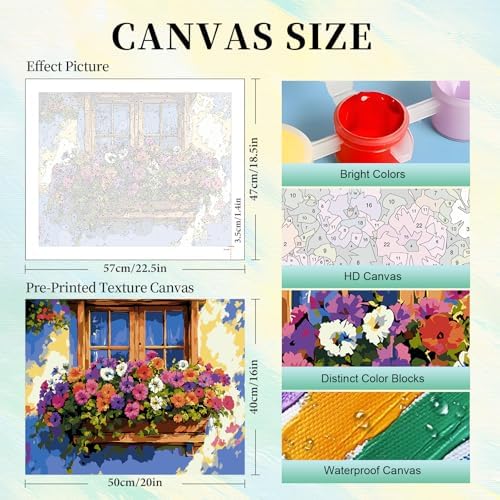 Paint by Numbers Kit for Adults, Flower Window DIY Painting Kit, 16x20 Inch