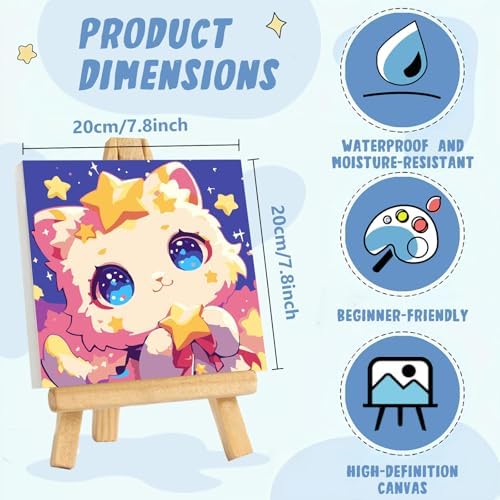 XTCIXAL Paint by Numbers Kit for Kids with Frame, Cat, 8X8 inch