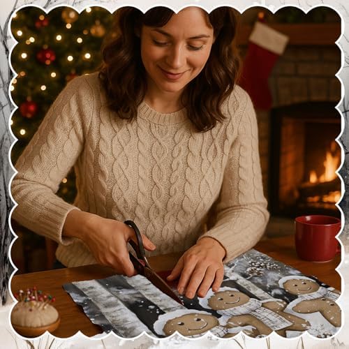 HunnmingRe 20 Pcs 10''x10'' Beige Winter/Christmas Quilting Fabric Squares