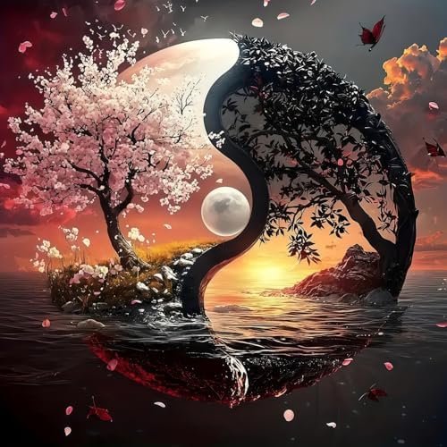 Acelii Tai Chi Tree 5D Diamond Painting Kits for Adults Beginners | DIY Full Round Drill Diamond Art Kits,Paint by Diamonds Dots Gem Art Crystal Easy,Home Wall Decor 13.78X13.78 Inch