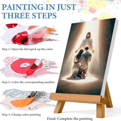 Jesus Paint by Numbers Kit for Adults Framed Canvas 12X16 in, Frameworkless