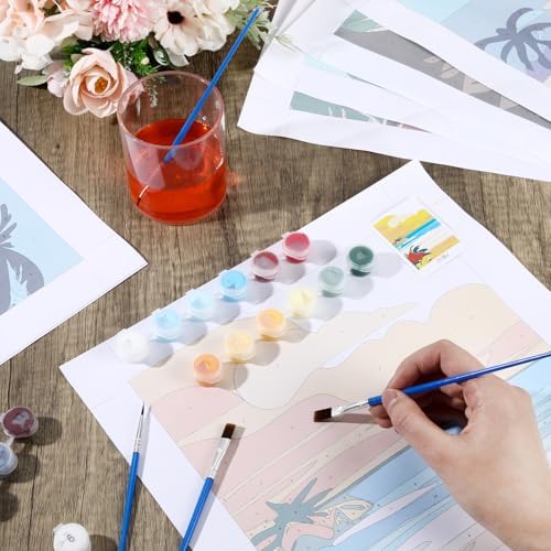 Humyoun 12 Pack 9 x 12 Inch Paint by Numbers Kit for Adults Beginners DIY Acrylic Oil Painting Paint by Number Kits Drawing Paintwork on Canvas Without Frame for Home Decor(Hawaiian Style)