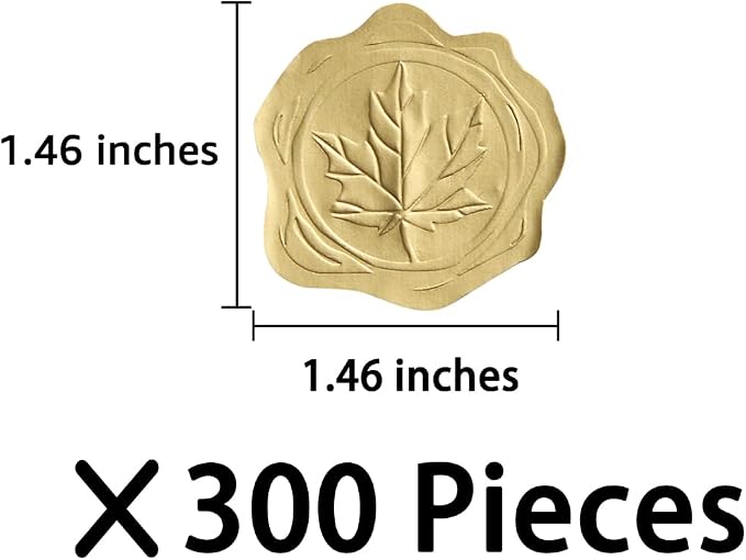 300 Pieces Embossed Gold Foil Stickers, Gold Maple Leaves