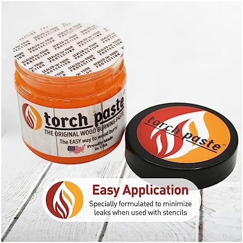 Torch Paste - The Original Wood Burning Paste | Made in USA Heat Activated Non-Toxic Paste for Crafting | Accurately & Easily Burn Designs on Wood, Canvas, Denim & More - Pack of 3 Jars + 3 Squeegees