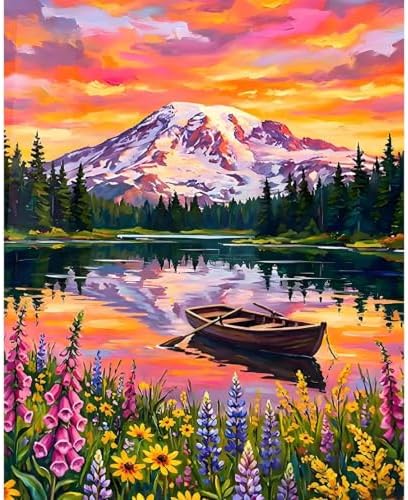 xackcme Mountain Paint by Numbers for Adults - Lake Scenery Paint by Numbe