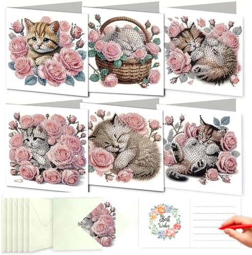DDGYP 6-Pack Diamond Art Kits for Adults, Diamond Art Cards for DIY Crafts