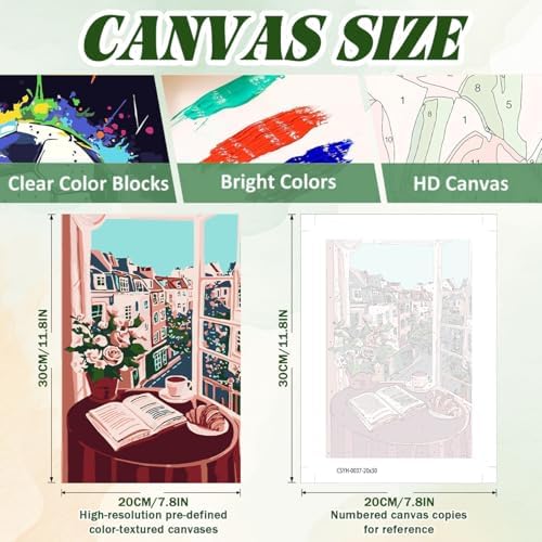 4 Pack Paint by Numbers Kit for Adults, Paint by Numbers with Frame 8x12 In