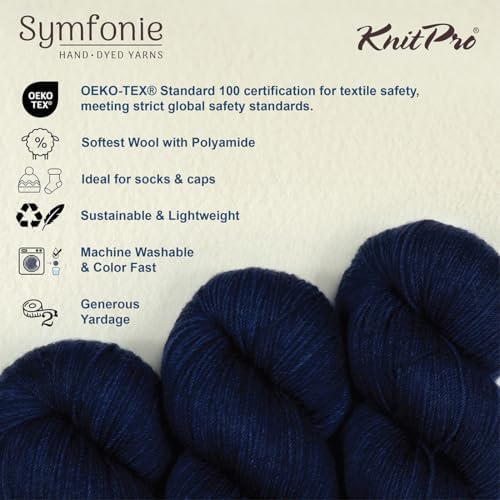 KnitPro Symfonie Fingering Weight Merino Wool Yarn 100g, Delhi Blue