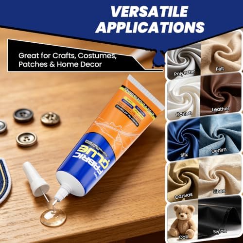13 Pcs Fabric Glue Kit, 60 ML Permanent Washable Clothing Glue for Patches