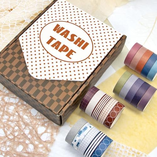 Ieebee 44 Rolls Minimalist Washi Tape Set for Journaling & Scrapbooking