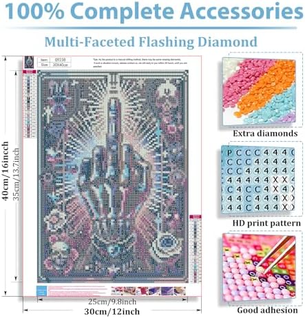 Skull Diamond Art Kits for Adults, Cool Diamond Painting Kits 12x16 Inch | Diamond Painting Kits for Adults Beginners, Gem Art, 5D Full Drill, DIY Arts and Crafts for Gift Home or Decor