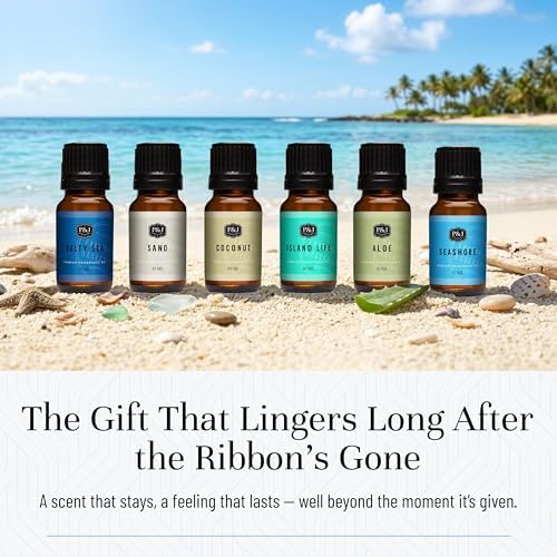P&J Trading Fragrance Oil Surf & Sand Set | Salty Sea, Sand, Coconut, Island Life, Aloe, Seashore Candle for Candle Making, Freshie Scents, Soap Making Supplies, Diffuser Oil Scents