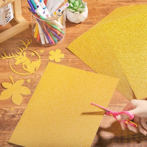 25 Sheets Gold Glitter Cardstock 92lb Thick Sparkle Paper 8.5 x 11in
