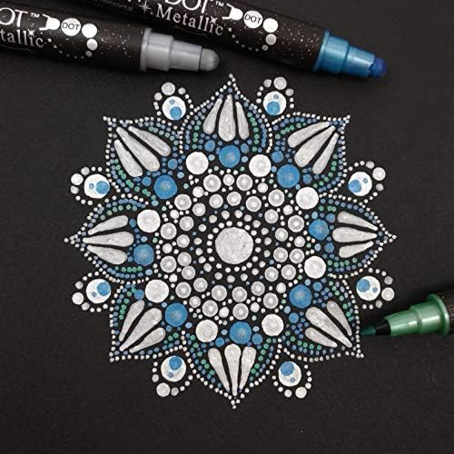Kuretake CLEAN COLOR DOT Metallic Dual tip markers 6 Colors set, 0.5mm fine tip and a flexible dot tip, for Journals, Crafts, Illustration, Lettering, Planners, for Adult, Made in Japan