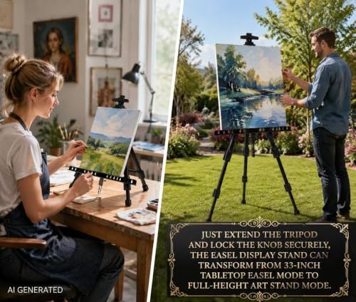 MXG Aluminum Art Easel,Professional Black Display Easel for Painting&Sign