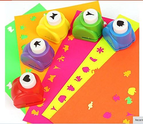 Fascola 10 PCS Craft Punch + 3 PCS Creative Scissors + 50 PCS Colorful Self Adhesive Paper for Card Scrapbooking Engraving Kid Cut DIY Handmade