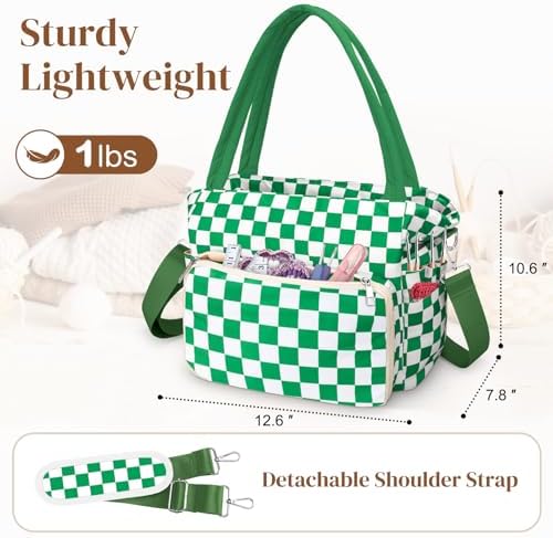DALINDA Crochet Bag Organizer,Yarn Bag and Tote- Yarn Storage with Multiple Pockets for Crochet Supplies, Knitting Bag for Gifts,Portable & Durable