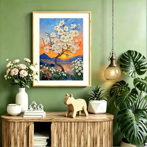 Flower Diamond Pearl Painting Kits for Adults Beginner,Diamond Dots 12X16In