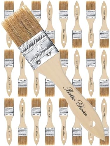 Bates- Chip Paint Brushes for Painting, 1.5 Inch, 24 Pack, Wood Handle, Natural Bristle Paint Brush