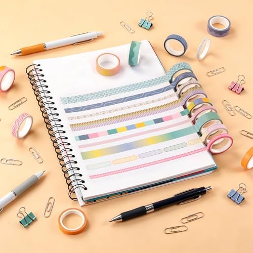 Washi Tape Set of 18 Rolls, Assorted Sizes, Decorative Tape for Journaling, Scrapbook, DIY Décor, Craft Supplies, Gift Wrapping, Color Block