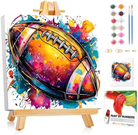 XTCIXAL Paint by Numbers Kit for Kids with Frame, Football, 8X8 inch