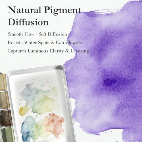 ABEIER Watercolor Paint Set, 24 Colors Opaque Semi-Solid, Muted Gray
