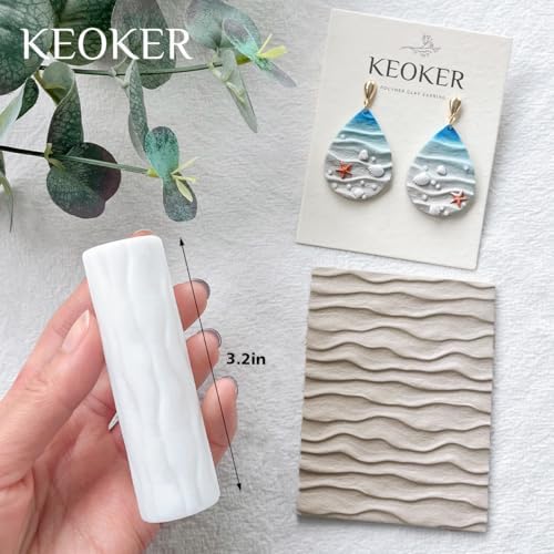 Keoker Ocean Wave Texture Roller for Polymer Clay, 1pc Summer Polymer Clay Texture Roller
