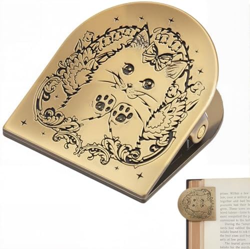 CRASPIRE Cat Kitty Journal Metal Clip Cute Vintage Travelers Notebook Book Bill Binder Clips Holder Alloy Antique Bronze Decorative Travelers for TN Travelers Art Reading Decoration Accessories