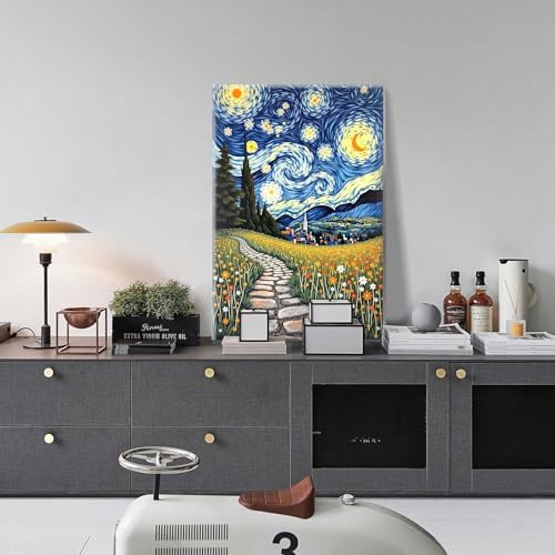 JOOZ Starry Night Framed Paint by Numbers Kit for Adults 8x12 Inch