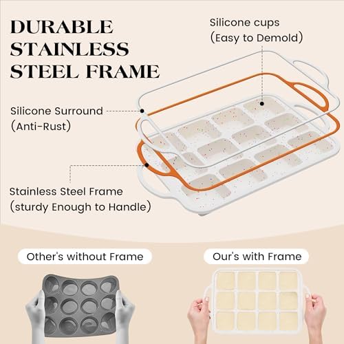 Mini Individual Square Brownie Pan with Dividers, Cream