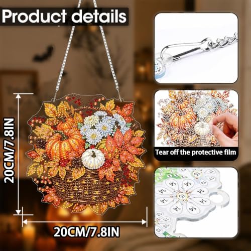 Fall Diamond Art Hanging Kit for Adult, Diamond Art Painting 8x8inch