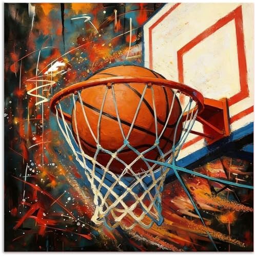 CRZMODE Basketball Paint by Numbers Kit for Adults,Basketball Paint by Numbers for Adults, Acrylic Painting Crafts for Home Decor Gift (16x16inch)