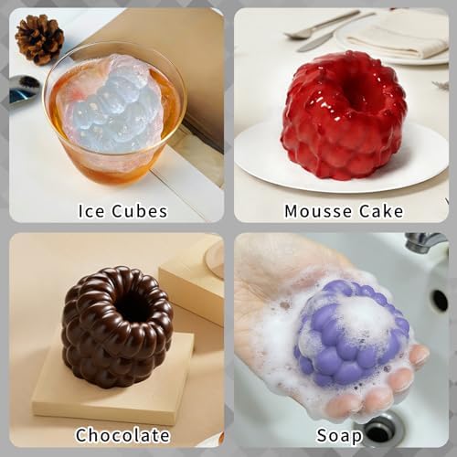 Raspberry Fruit Molds 6-Cavity, Large Raspberry Silicone Molds | Non-Stick 3D Fruit Shaped Molds for Mousse Cake Baking Pastry Frozen Treats Chocolate Ice Cream Soap Candle Making