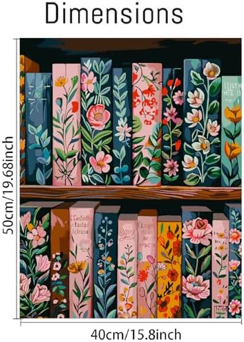 pchmcu Bookshelf Paint by Numbers for Adults - Books Adults Paint by Numbers Kits, DIY Easy Acrylic Paint by Number on Canvas, Painting Art Kits for Home Decor 16x20 Inch