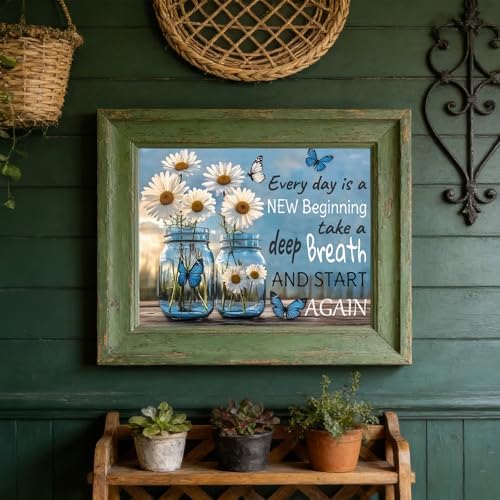 DIYDECORFUN 5D Diamond Art Kits for Adults,Inspirational Daisy Diamond Painting Kits for Beginners, Round Full Drill Gem Painting Adults Paint by Diamonds Dots DIY Crafts Home Wall Decor 12x16IN