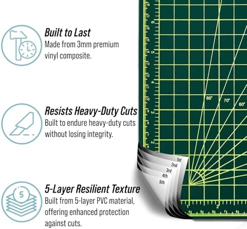 Adir Professional Self Reversible Healing Cutting Mat, 18 by 36-Inch, Green/Black
