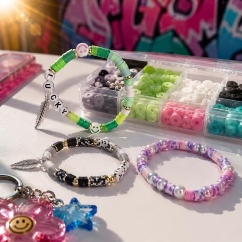 Ilootm Friendship Bracelet Making Kit, 16800pcs Beads for Jewelry Making, 96 Colors Polymer Clay Beads & 24 Colors Glass Seed Beads, 400 Letter Beads, DIY Crafts Gifts for Girls & Adults