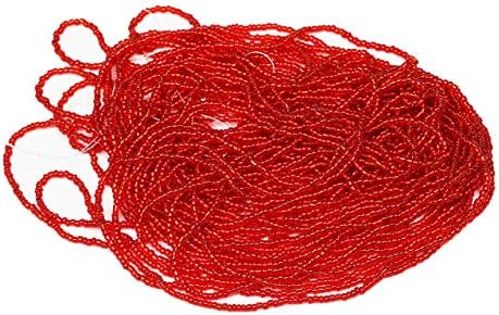 11/0 Glass Seed Beads Hanks (3 Meters, 6000pcs), 9 Meters String Red Silver Lined Strand Hanks