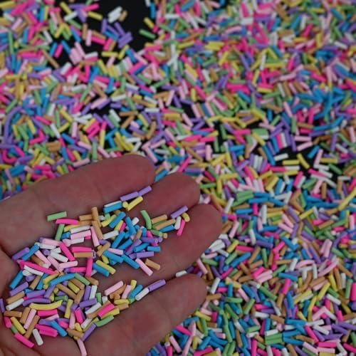 LIKETURE Fake Sprinkles 110G Non-edible Polymer Clay Sprinkles Fake Candy Sprinkles Slime Sprinkles Faux Sprinkles for Resin Slime Add Ins Plastic Sprinkle Nail Art Shaker Card Filler (Blue)