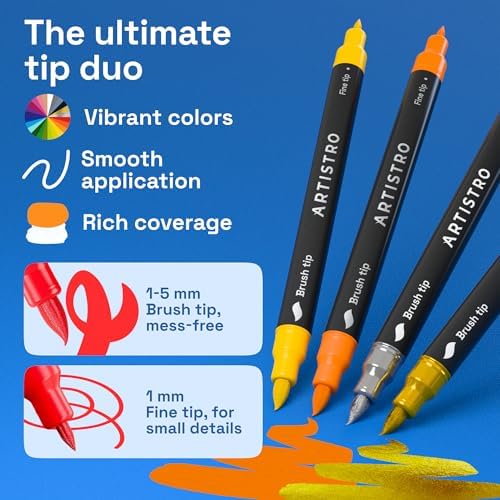 ARTISTRO Acrylic Paint Markers, Dual-Tip Paint Pens, Black 120 Pack