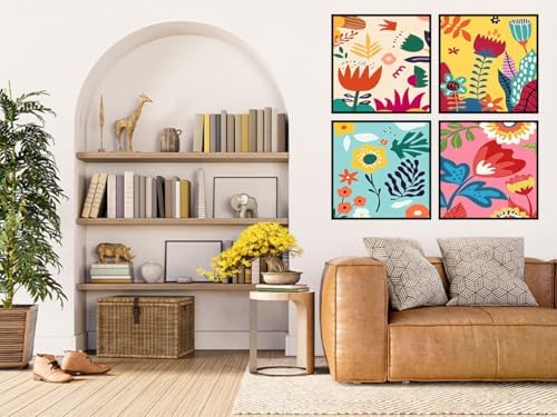 Benjenes 4 Pack Small Diamond Art Kit for Adults – Flowers Design