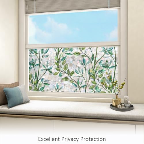 LEMON CLOUD Window Privacy Film Rainbow Stained Glass Cling, 35.4″ x 78.7″