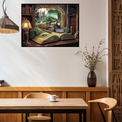 Benjenes Book Train Diamond Art Kits for Adults, Diamond Painting Kits