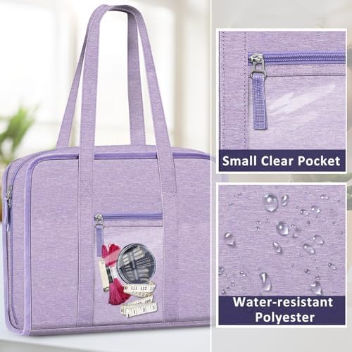 FINPAC Sewing and Craft Supplies Storage Tote Bag with Clear Pockets