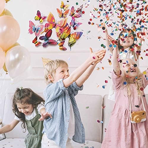 OPSEAM 3D Butterfly Wall Decor Butterfly Decorations Stickers with Magnets | 48 PCS Multiple Colour,12 Styles Double Layer Butterfly for Classroom Decoration,Locker Refrigerator, Reusable,Waterproof