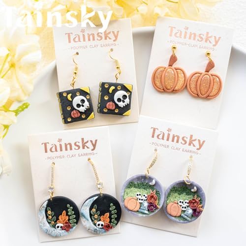Tainsky Halloween Bookshelves Polymer Clay Cutters, 17 Shapes for Fall Bookcases Polymer Clay Cutters for Earrings